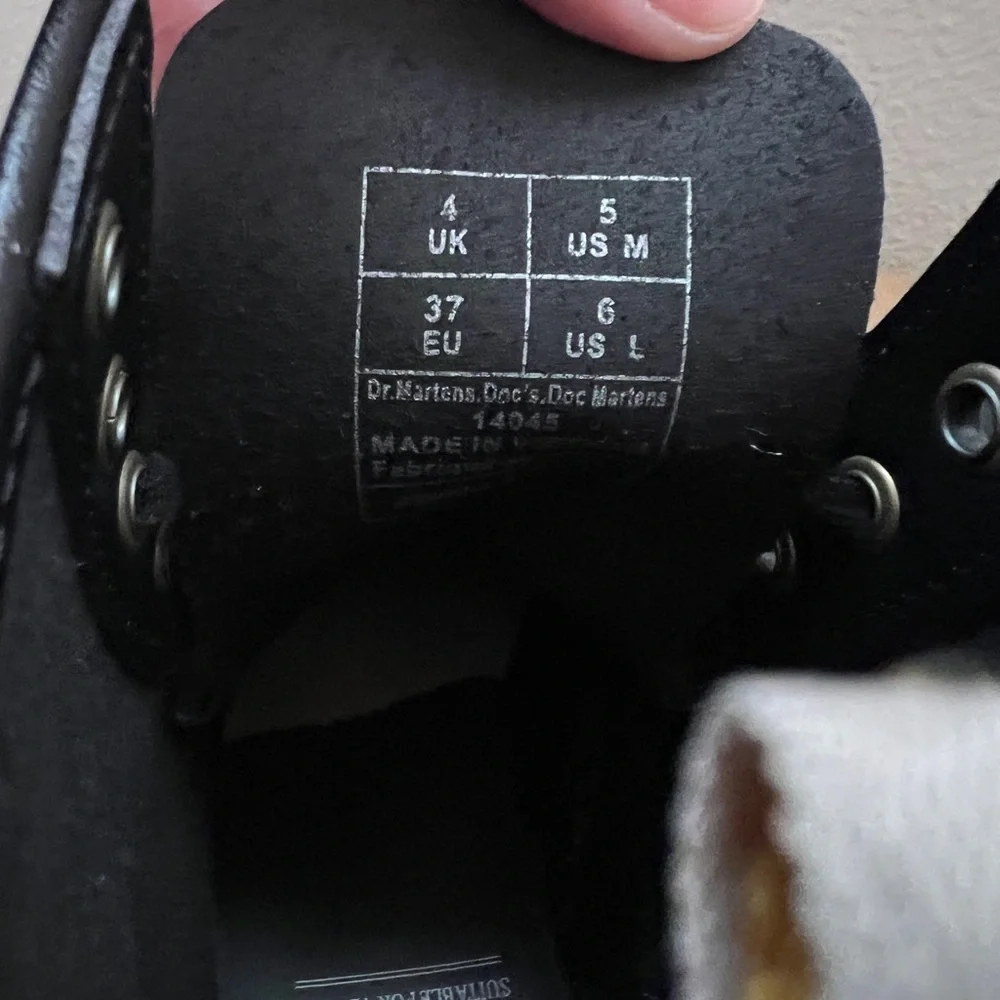 Dr. Martens Vegan 1460 Black Boots with Yellow Stitching - Picture 5 of 6